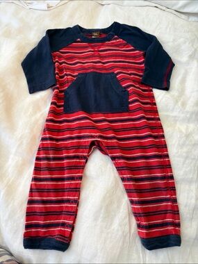 Tea Collection Red & Navy Striped One-Piece Bodysuit